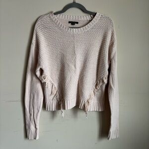 American Eagle Outfitters Light Pink Frayed Sweater